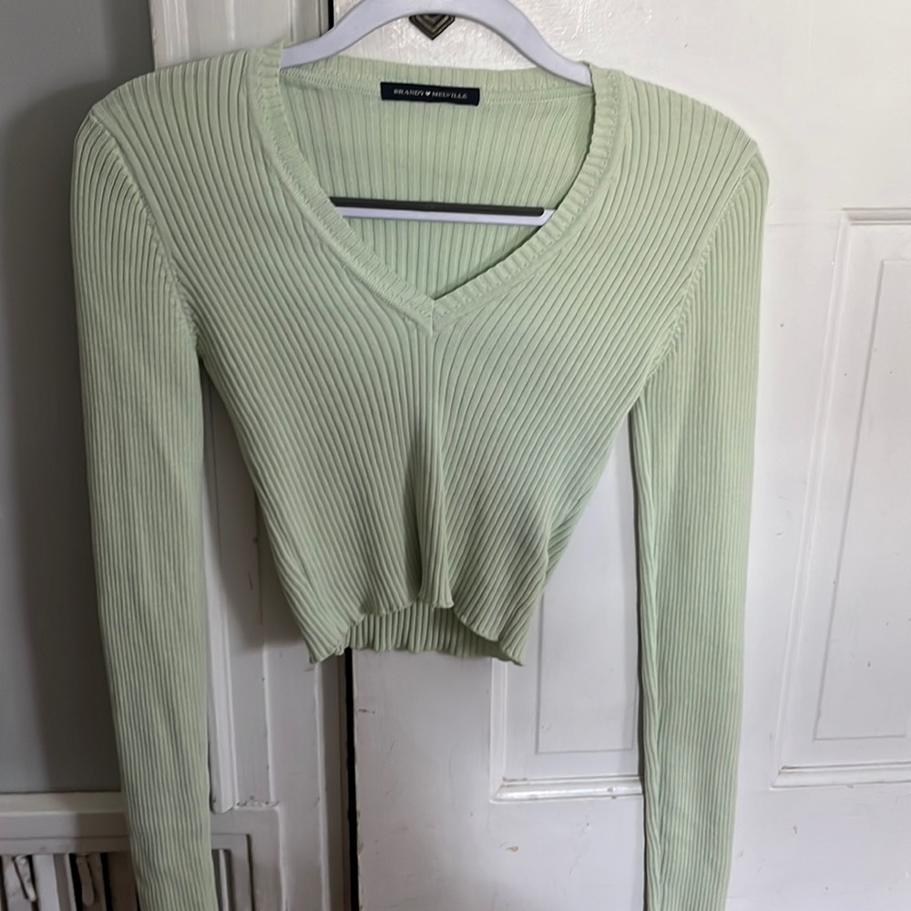 brandy green v neck top